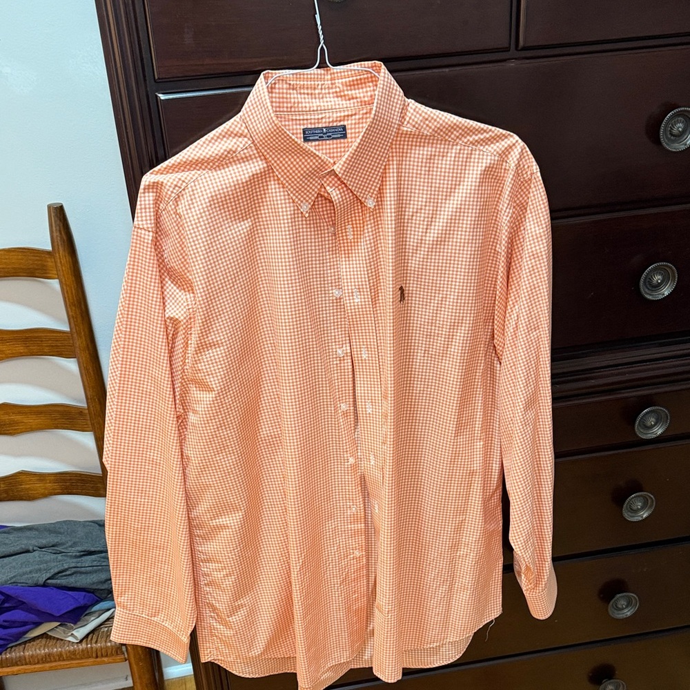 Classic Orange Checkered Men's Shirt